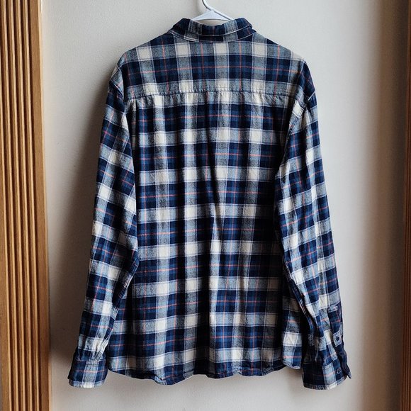 Weatherproof Cream/Blue Plaid Flannel Button Down Shirt Size 3XL - Picture 14 of 14